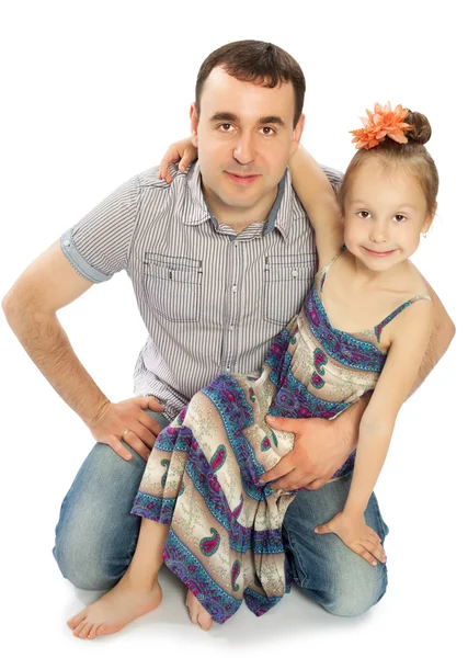 Dad hugging daughter — Stock Photo, Image