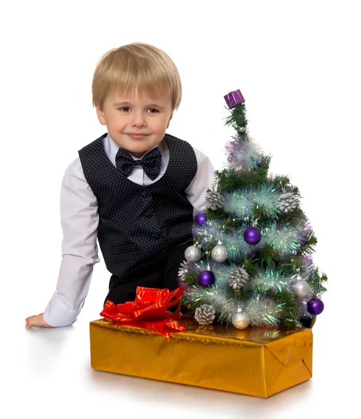 Chlapec se těší dárek — Stock fotografie