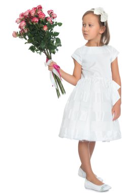 bir buket ile küçük Prenses