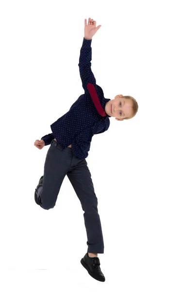 Stylish boy jumping and having fun — Stock Photo, Image