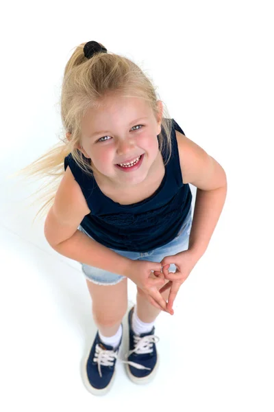 Top view of joyful blonde girl — Stock Photo, Image