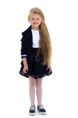 Sevimli kız ilkokul öğrencisi.