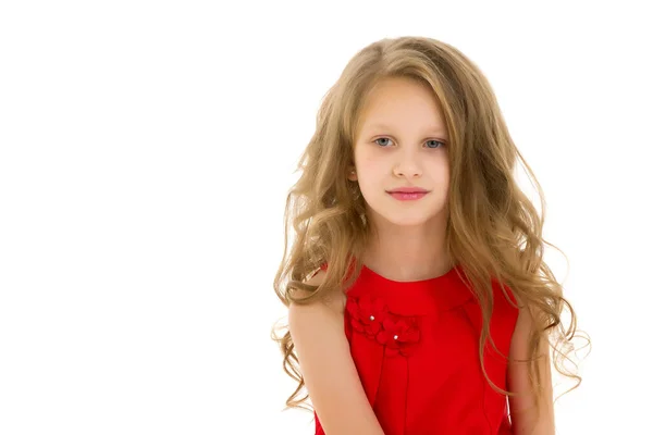 Portrait of a little girl close-up.Isolated on white background. — Stock Photo, Image