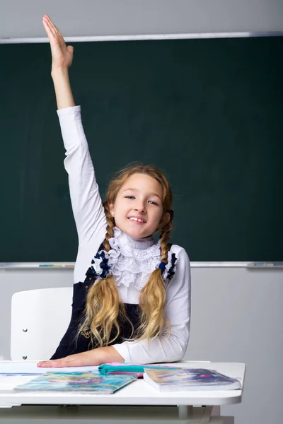 Skolflickors lärande i klassrummet.Tillbaka till skolan, utbildningskoncept. — Stockfoto