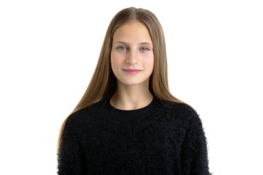 Çekici genç kızın yakın plan portresi. Beyaz arkaplan üzerinde izole edilmiş.