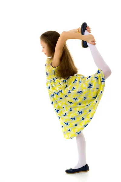 Girl Doing Vertical Splits Holding her Leg up with Her Hand over — Stock Photo, Image