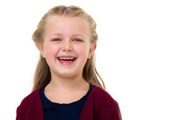 Retrato de niña feliz riendo. — Foto de Stock