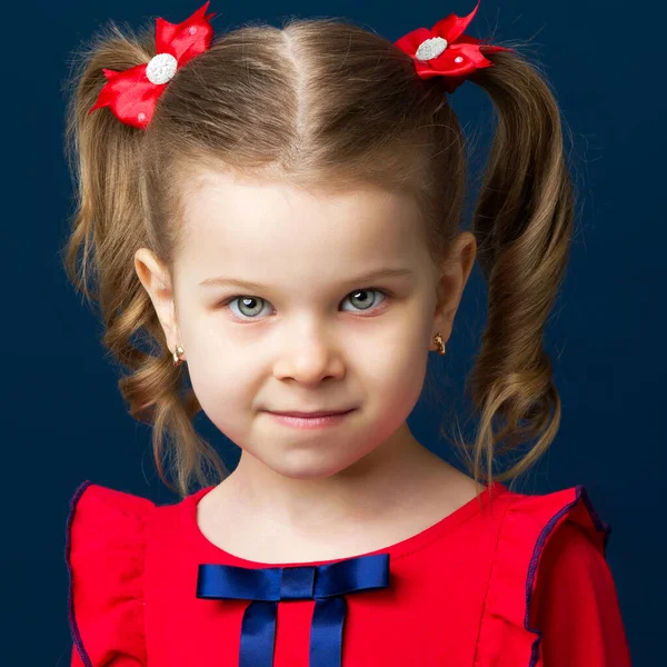Close up portrait of lovely little blonde girl — Stock Photo, Image