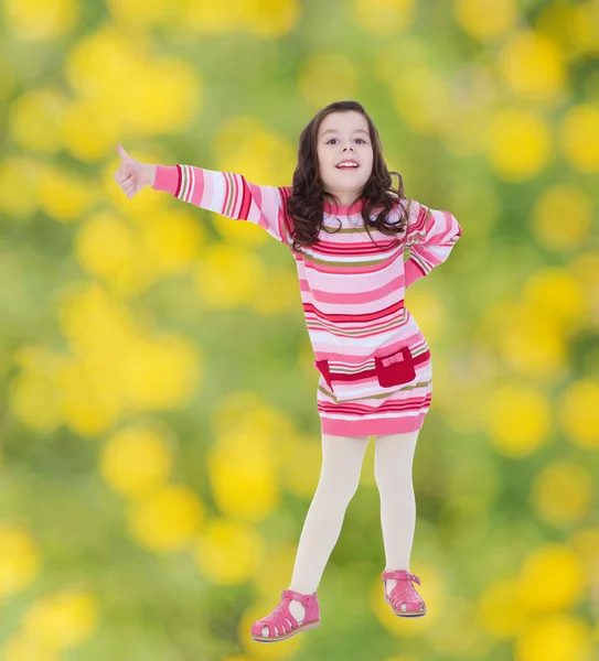 Cheerful little girl in her all okay. — Stock Photo, Image