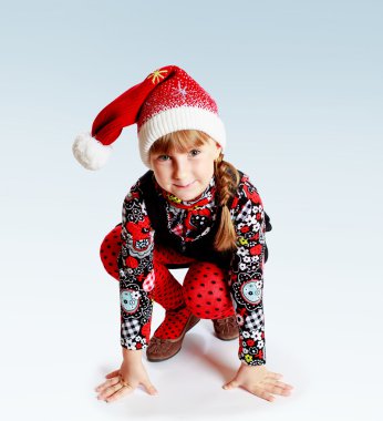 Küçük kız kap Noel Baba .