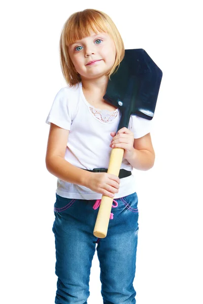 Little girl shovel — Stock Photo, Image