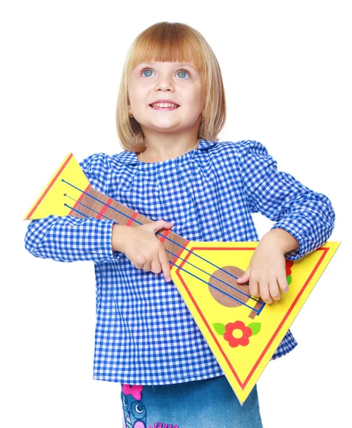 Menina encantadora em um vestido azul . — Fotografia de Stock