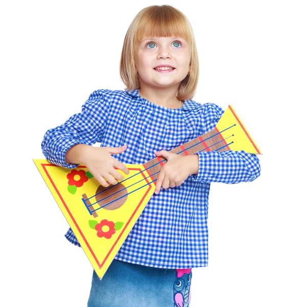 Charming girl in a blue dress. — Stock Photo, Image