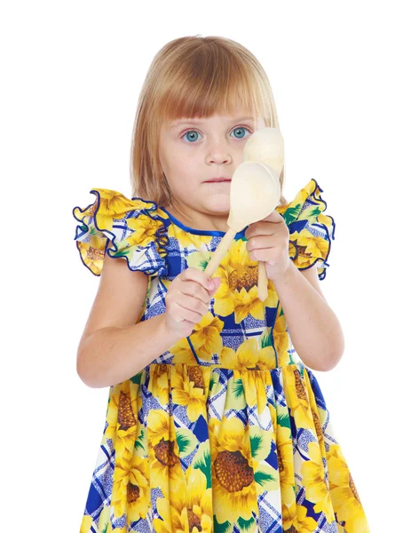 Charming girl in a bright dress. — Stock Photo, Image