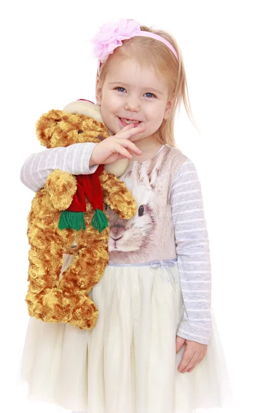 Girl with plush toy. — Stock Photo, Image