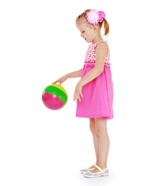 Girl playing in the rubber ball. — Stock Photo, Image