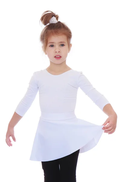 Elegante gimnasta niña en medias blancas . —  Fotos de Stock