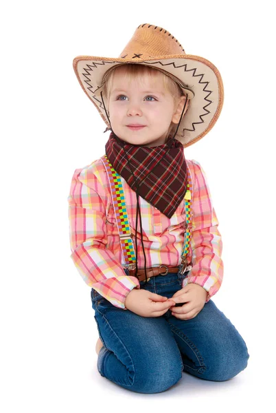Vacker elegant flicka cowboy kostym . — Stockfoto