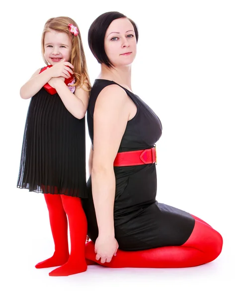 Stylish young family mother and daughter. — Stock Photo, Image