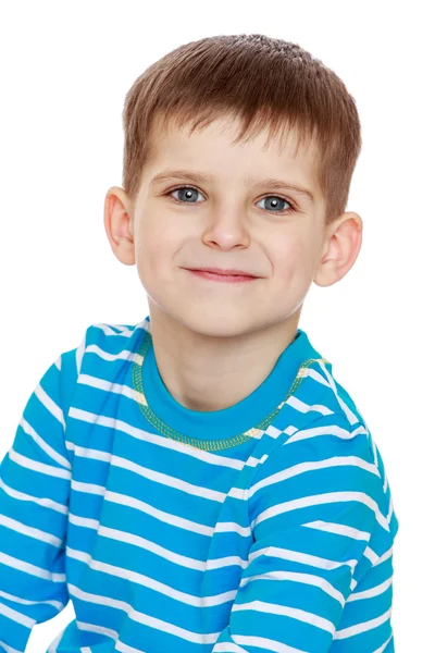 Kleiner Junge im gestreiften T-Shirt, Nahaufnahme — Stockfoto