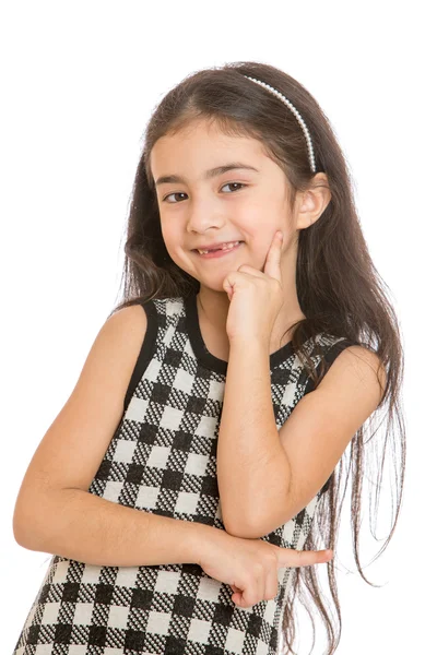 Encantadora sonrisa adorable niña cuyos dientes están cambiando — Foto de Stock