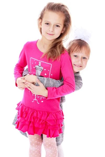 Funny sisters hugging — Stock Photo, Image