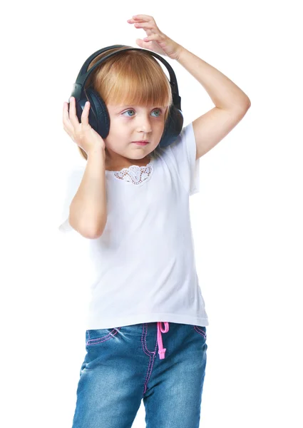 Dziewczynka, słuchanie muzyki — Zdjęcie stockowe