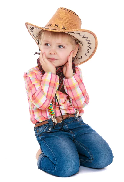 Flicka i en cowboy outfit — Stockfoto