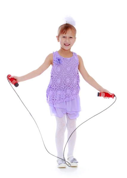Girl jumping rope — Stock Photo, Image