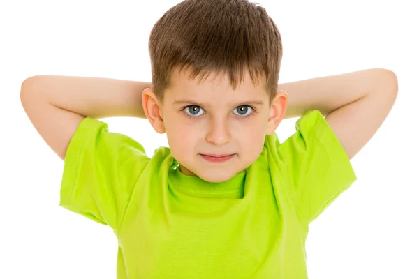 Little boy holding his hands behind — Stock Photo, Image