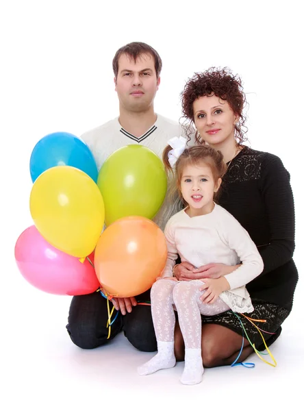 Family of three mom dad and little daughter — Stock Photo, Image