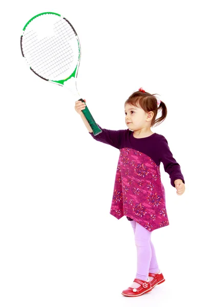 Little girl playing tennis — Stock Photo, Image