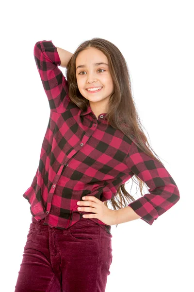 Stylish girl with long hair, close-up — Stock Photo, Image