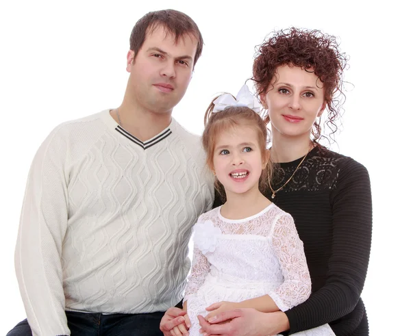 Family of three mom dad and little daughter Royalty Free Stock Images