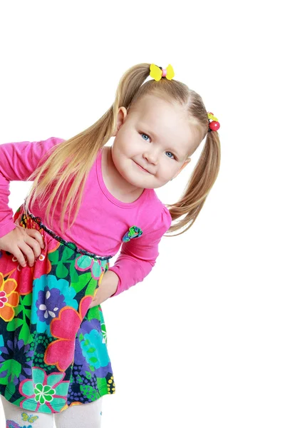 Mollige kleine Mädchen Blondine guckt — Stockfoto