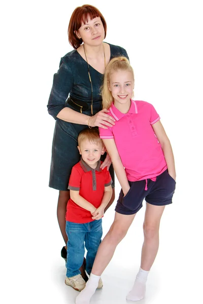 Family mother, teenage daughter and young son — Stockfoto