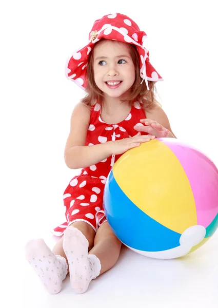 Happy joyful girl in a red polka dot — ストック写真