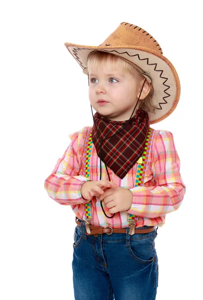 Kleines Mädchen ist ein Cowboy — Stockfoto