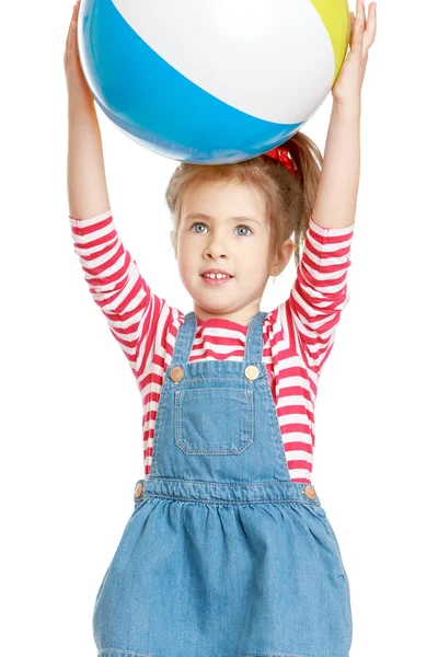 Adorabile bambina con un vestito blu — Foto Stock