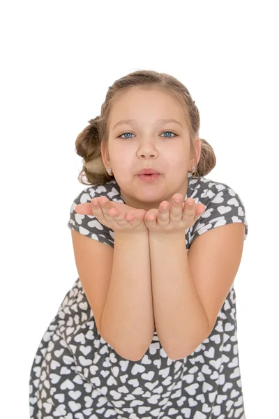 Niedlich fröhlich Teenager-Mädchen Schlag auf die Handfläche, Nahaufnahme — Stockfoto