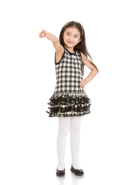 Fashionable little girl with long dark hair  clipart