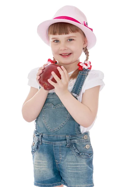 Carino ragazza bionda con frangia corta e trecce — Foto Stock