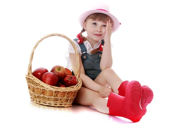 Ragazza con un cappello rosa — Foto Stock