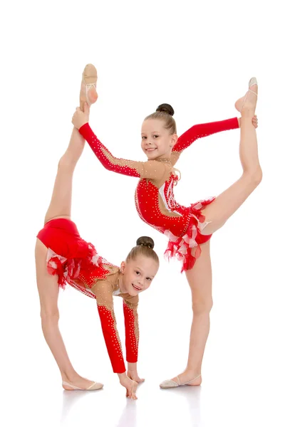 Two sisters gymnasts — Stock Photo, Image