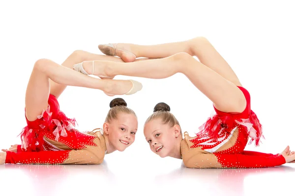 Two sisters gymnasts — Stock Photo, Image