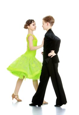 Boy and girl in beautiful suits 