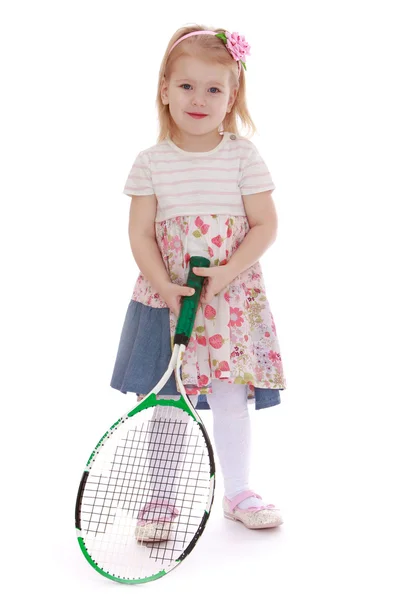 Pige med tennisketsjer - Stock-foto