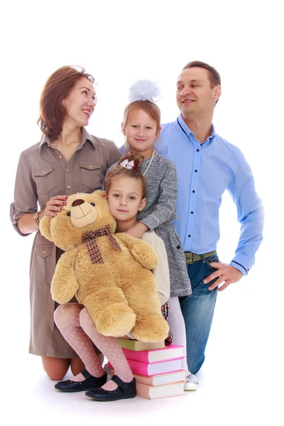 Family Mum dad and two daughters — Stock Photo, Image