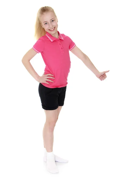 Girl shows gesture OK — Stock Photo, Image