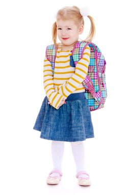 Girl with a school backpack